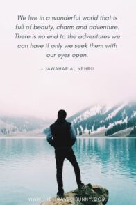 insightful quote about traveling jawaharial nehru 我们生活在一个美好的世界,充满了美丽、魅力和冒险。只要我们睁大眼睛去寻找,我们的冒险就没有尽头。贾瓦哈里尔·尼赫鲁www.theopentour.com冬季湖边男子的图片