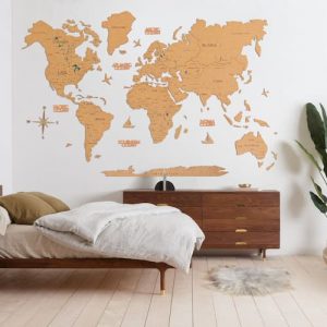 墙的2D软木世界地图