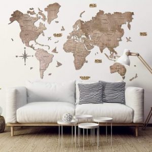 墙Terra的2D木制世界地图
